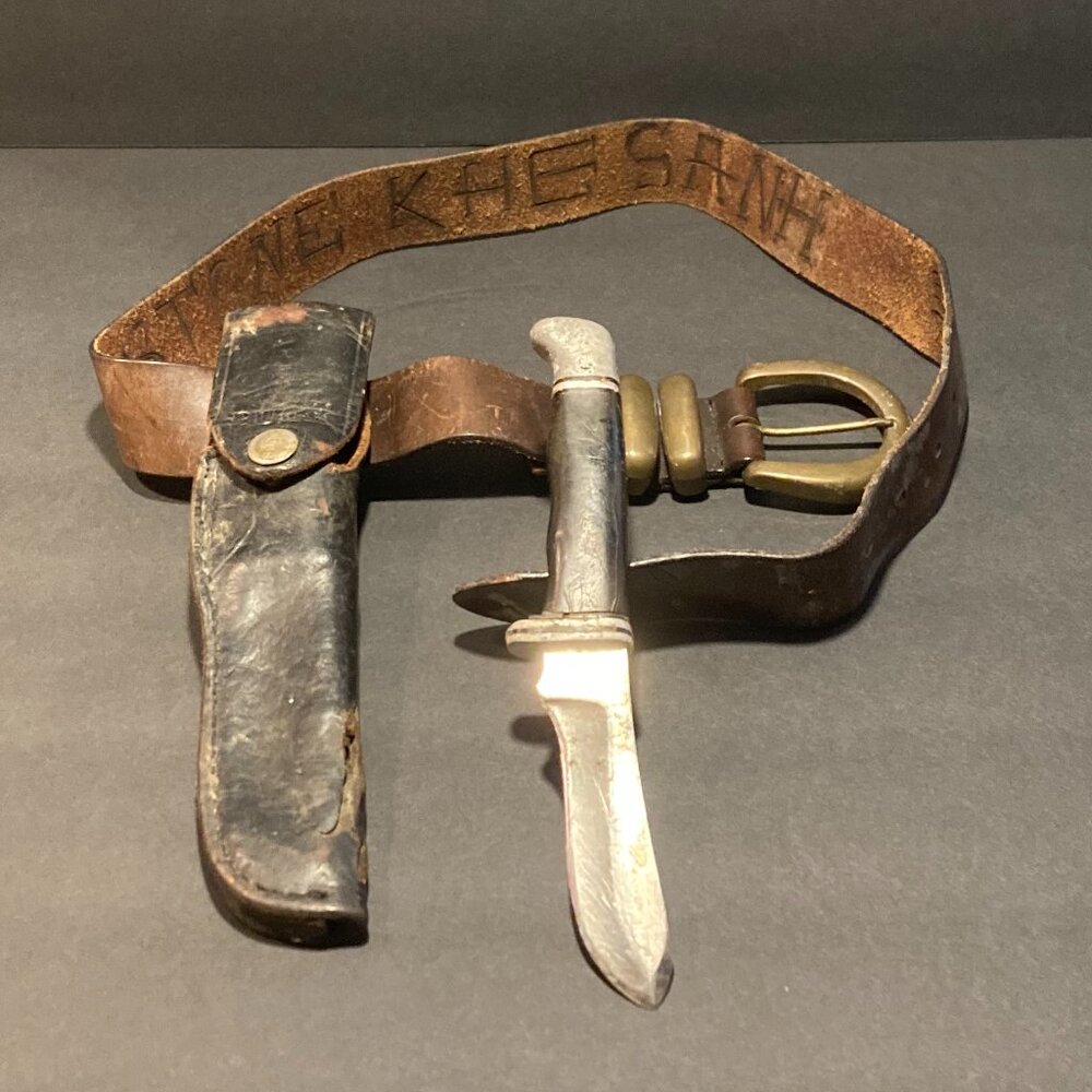 Buck Knife 103 With 118 Sheath  Leather Belt Tombstone Khe Sanh Vietnam War